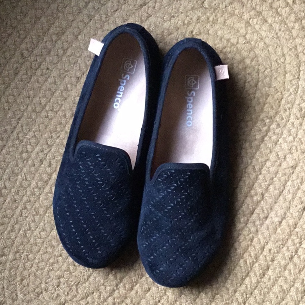 Spenco Casual Preppy Black Suede Slip On Mocassin